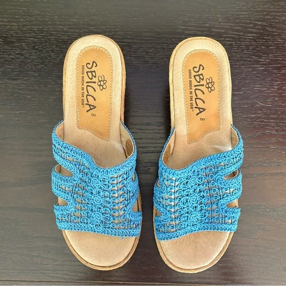 🎾Sbicca Blue Crochet Mules - Picture 2 of 9